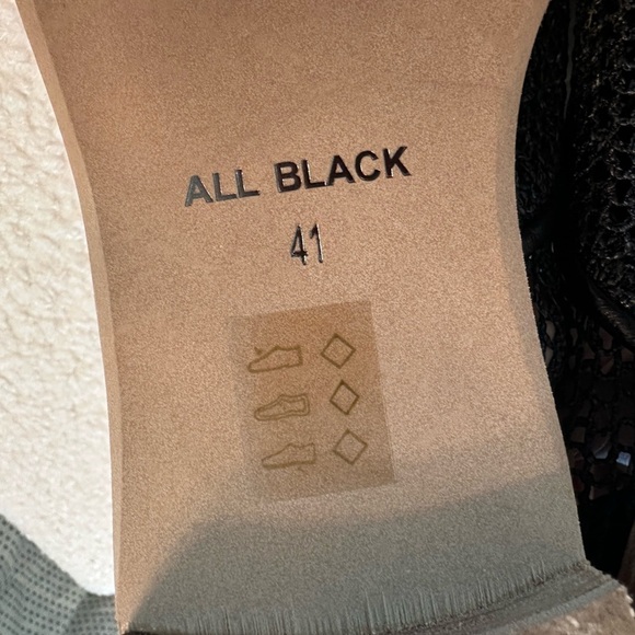 All Black Mesh Black Oxfords Leather Anthropologie Flats UK 41 or 10.5 - Picture 7 of 12